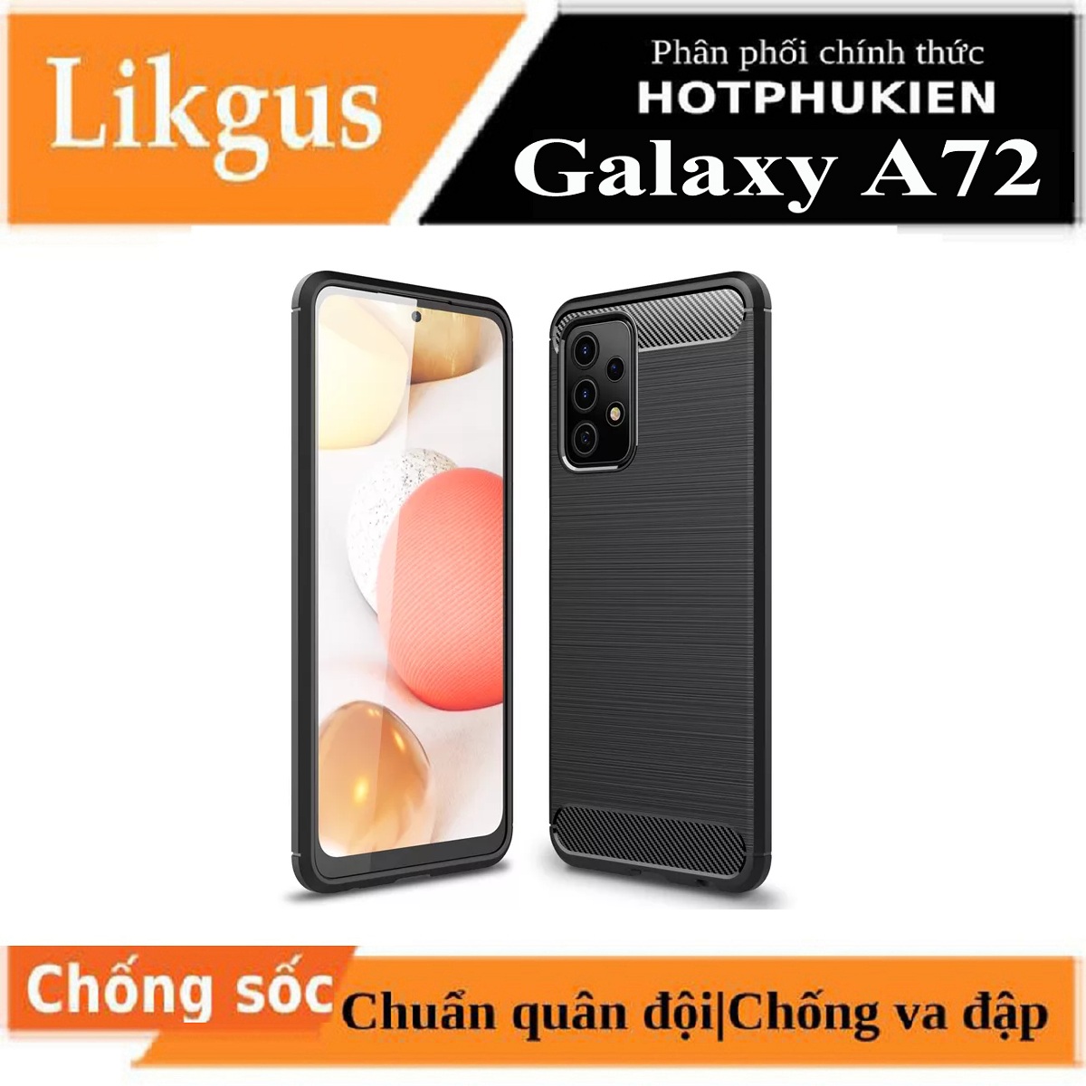 Ốp lưng chống sốc vân kim loại cho Samsung Galaxy A72 hiệu Likgus