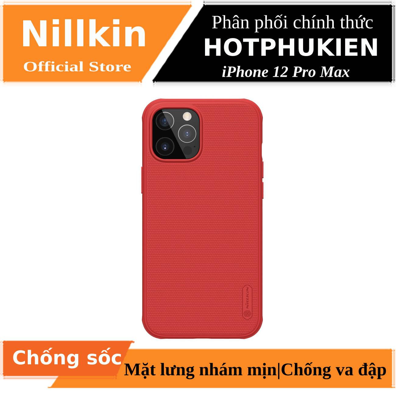 Ốp lưng iPhone 12 Pro Max 6.7 inch chống sốc mặt lưng nhám hiệu Nillkin Super Frosted Shield Pro