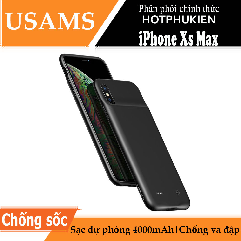 Ốp lưng siêu mỏng kiêm Pin sạc dự phòng 4000 mAh cho iPhone XS Max hiệu Usams  Rechargeable Back Case