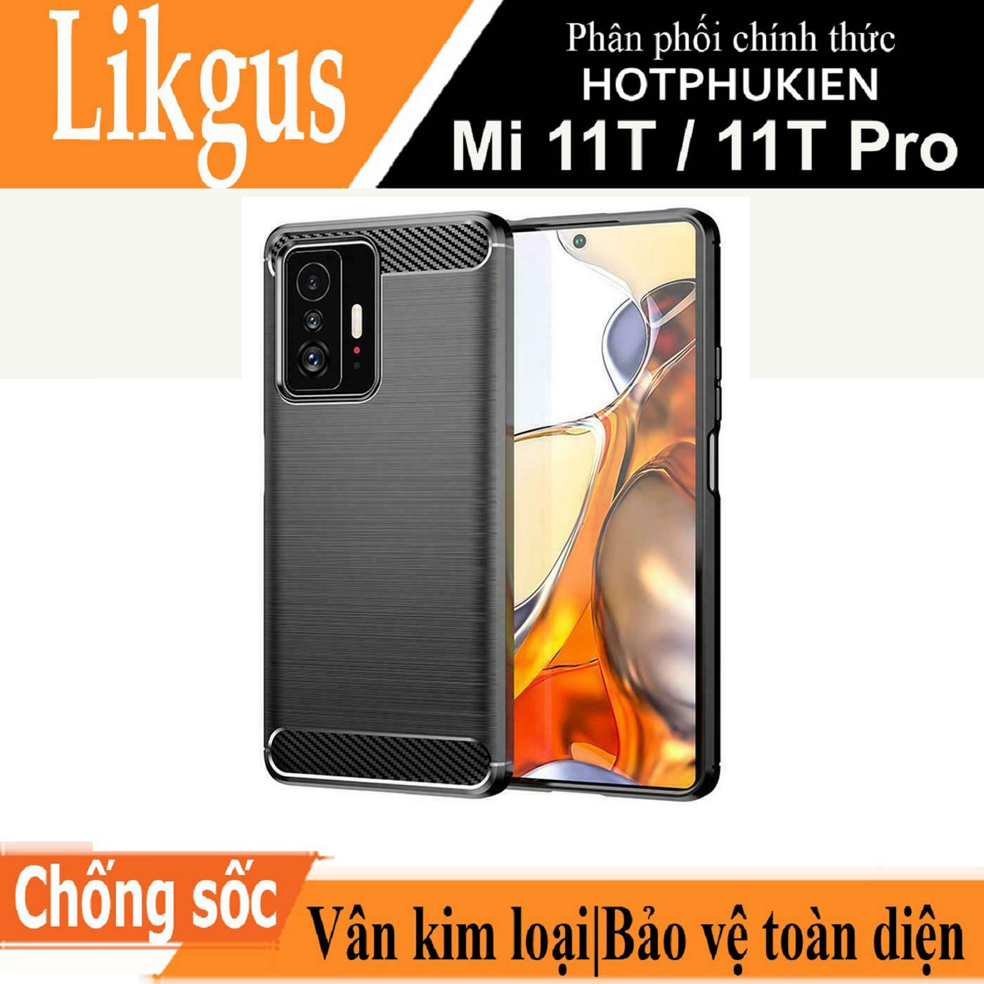 Ốp lưng chống sốc vân kim loại cho Xiaomi 11T 5G / 11T Pro 5G hiệu Likgus