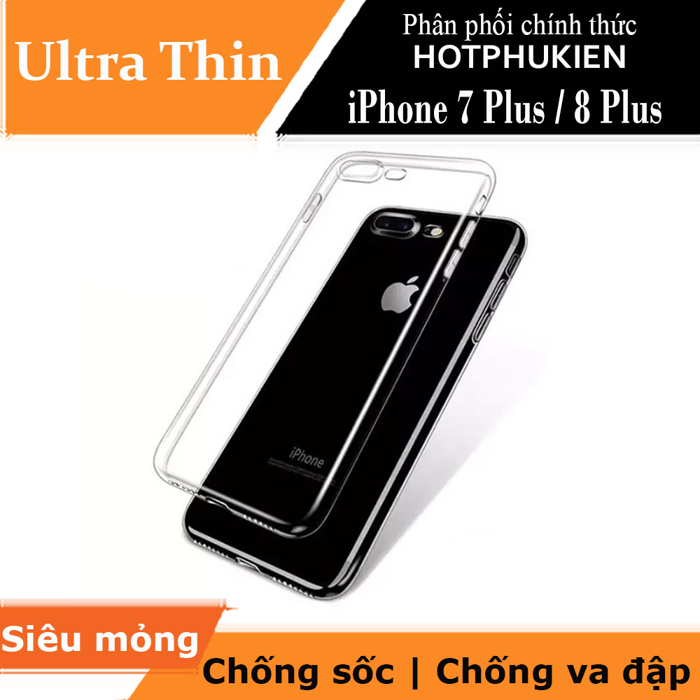 Ốp lưng dẻo silicon trong suốt cho iPhone 7 Plus / iPhone 8 Plus hiệu Ultra Thin siêu mỏng 0.6mm