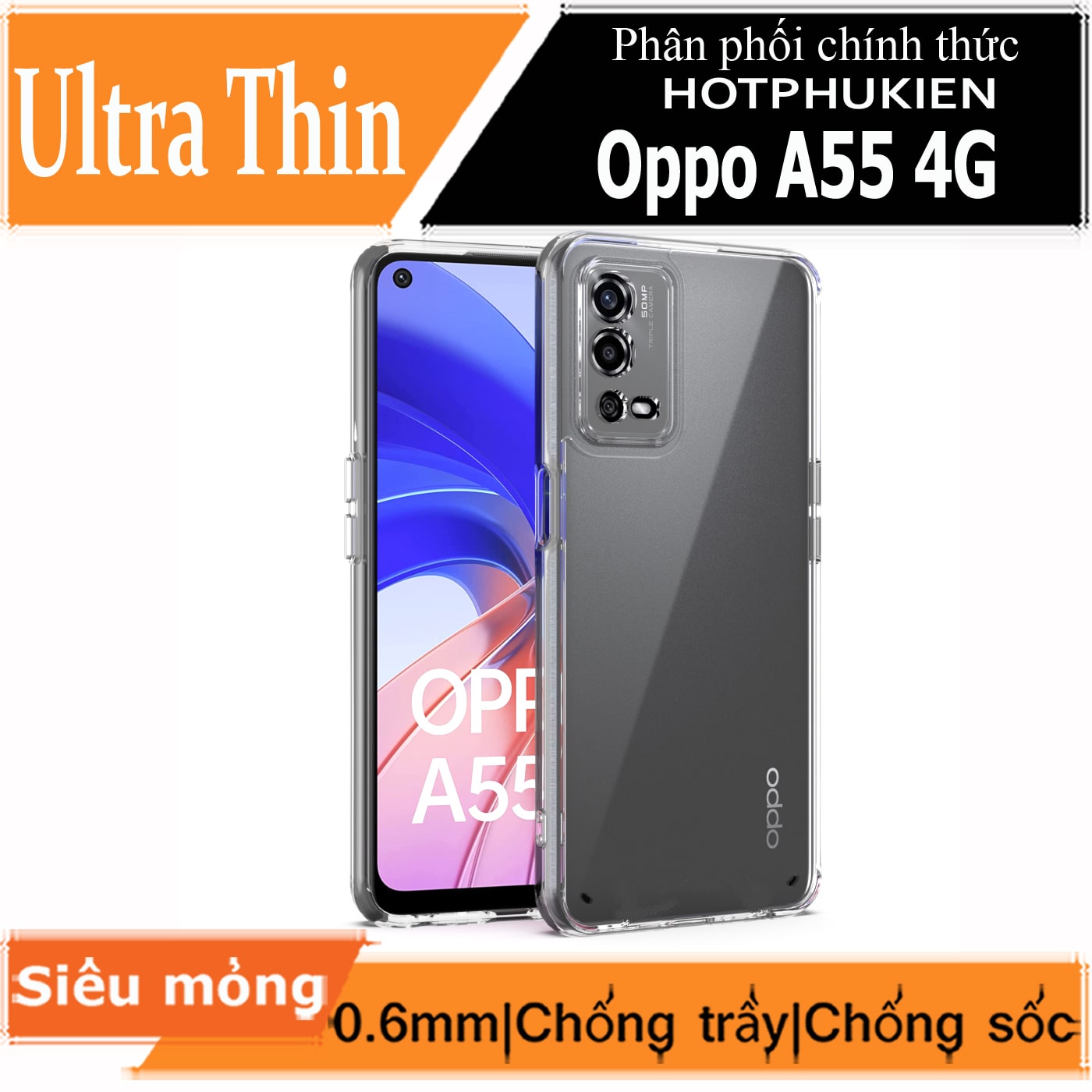 Ốp lưng silicon dẻo cho Oppo A55 4G hiệu Ultra Thin